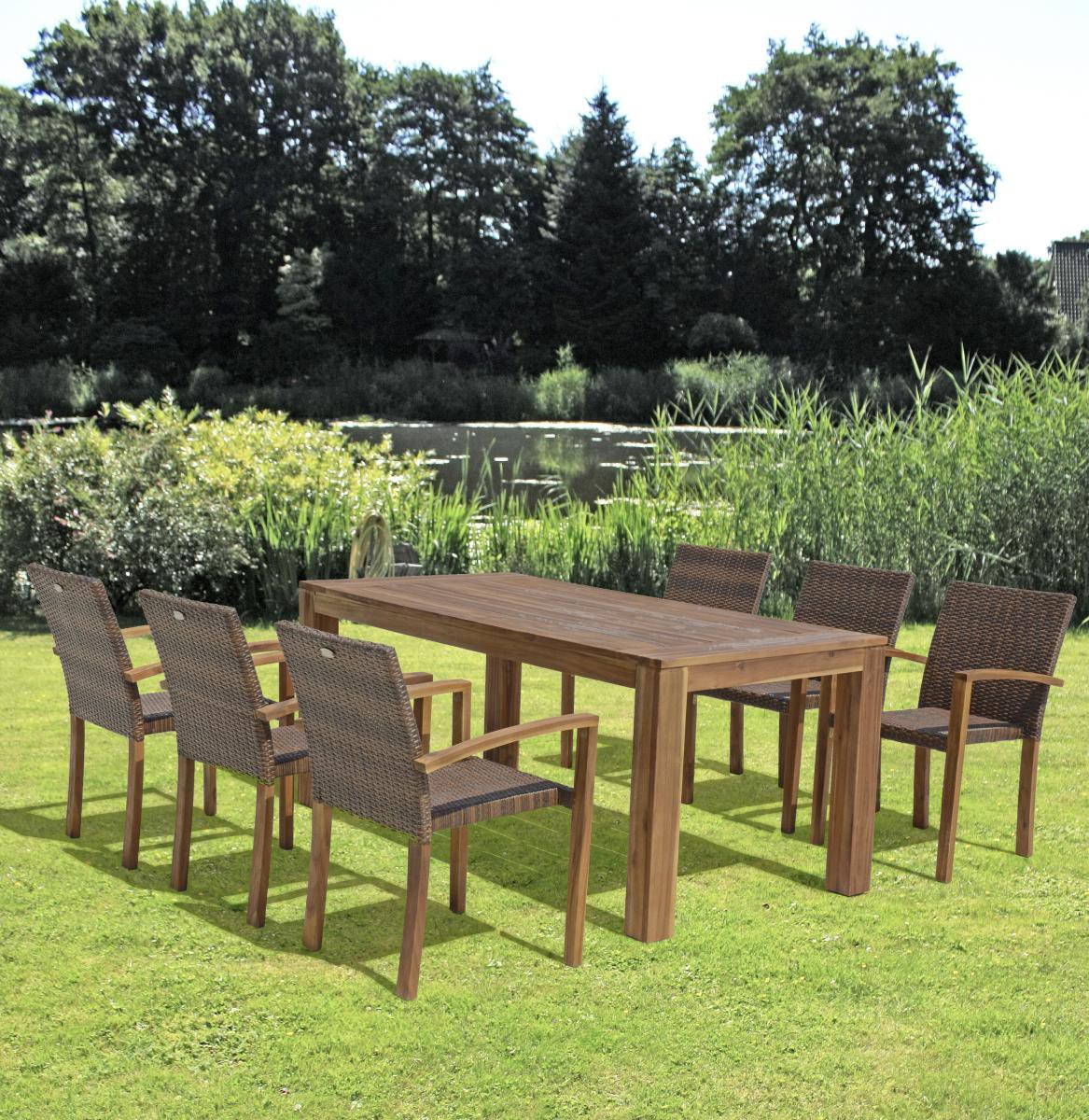 Garden Pleasure Harms Tischgruppe TOPEKA 7tlg. / 6x Stapelstuhl 985150 / 1x Tisch 985149