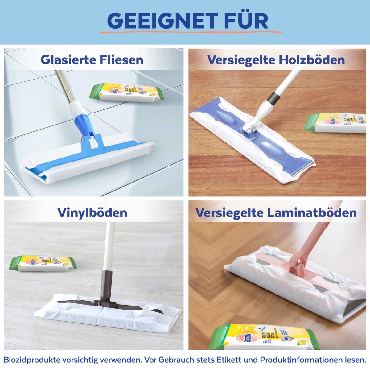 Feuchte Bodentücher spritzige Zitrone, 15 St