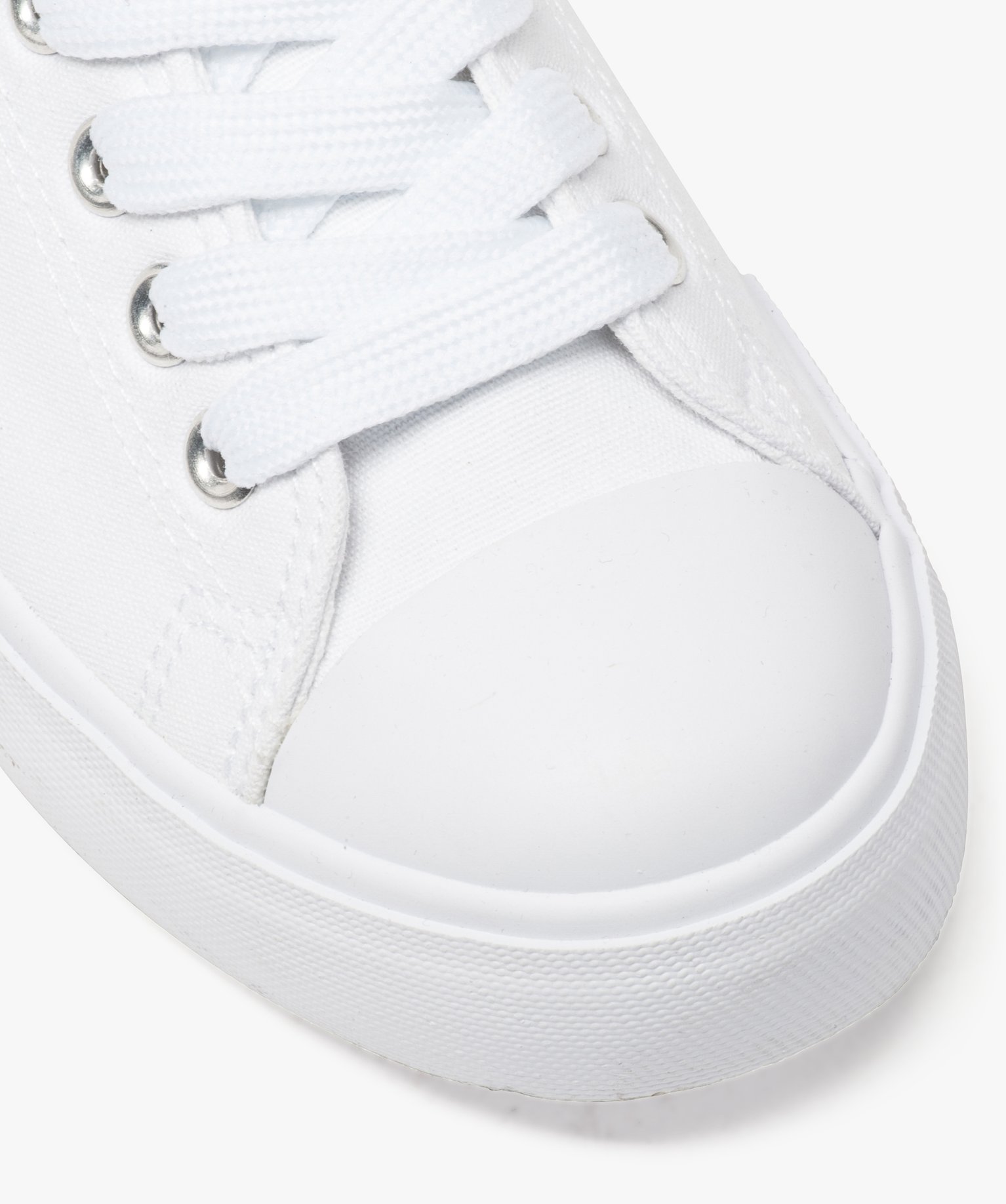 Baskets femme en toile à bout renforcé fermeture lacets blanc | GEMO