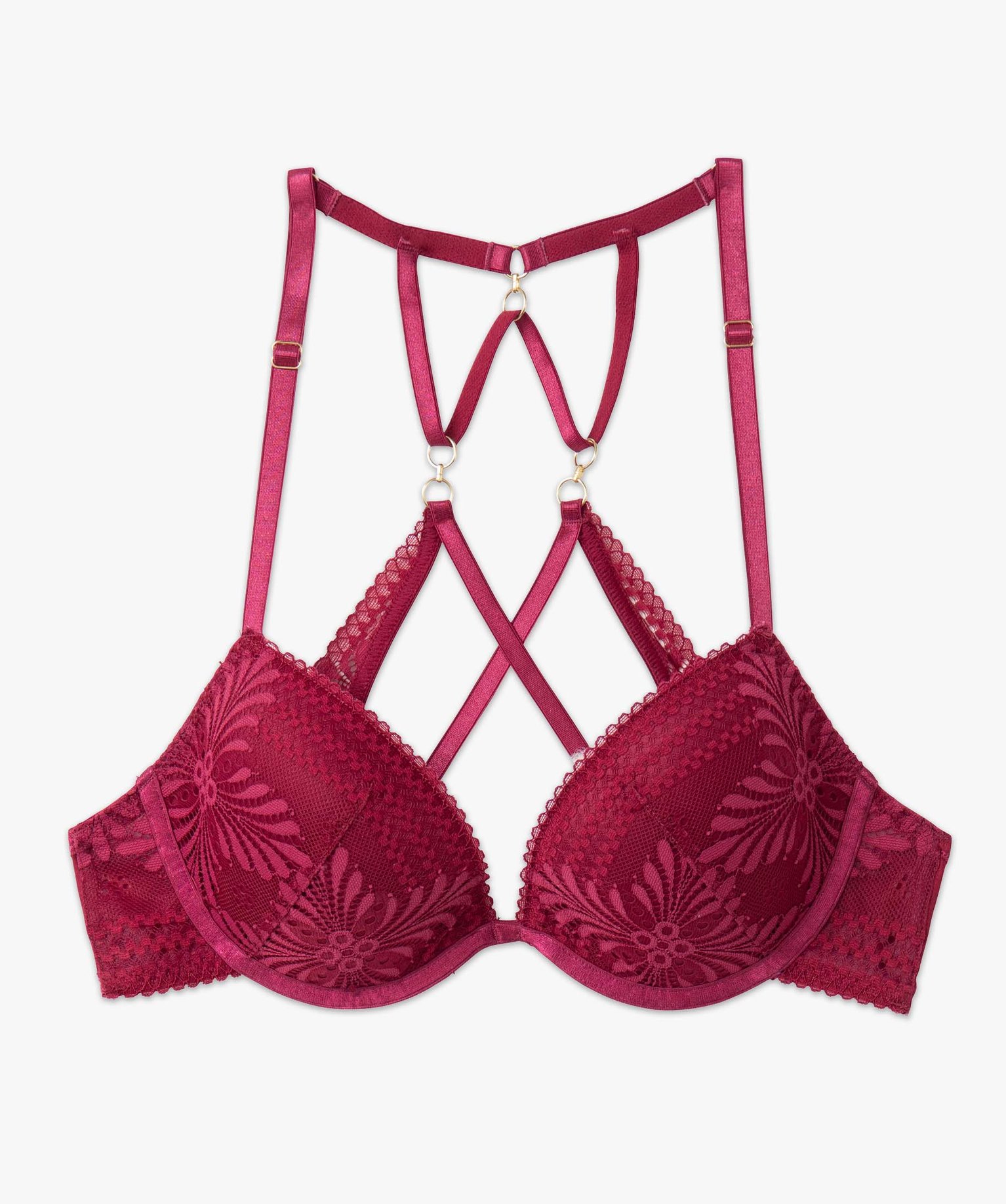 Soutien-gorge corbeille en dentelle avec brides croisées da... rouge | GEMO