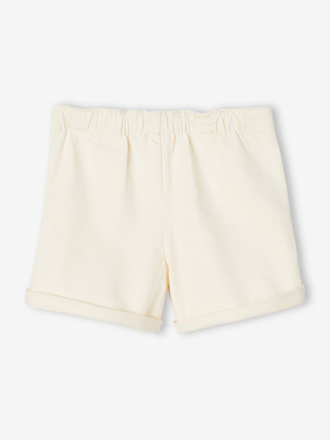 Short en toile effet pont fille écru