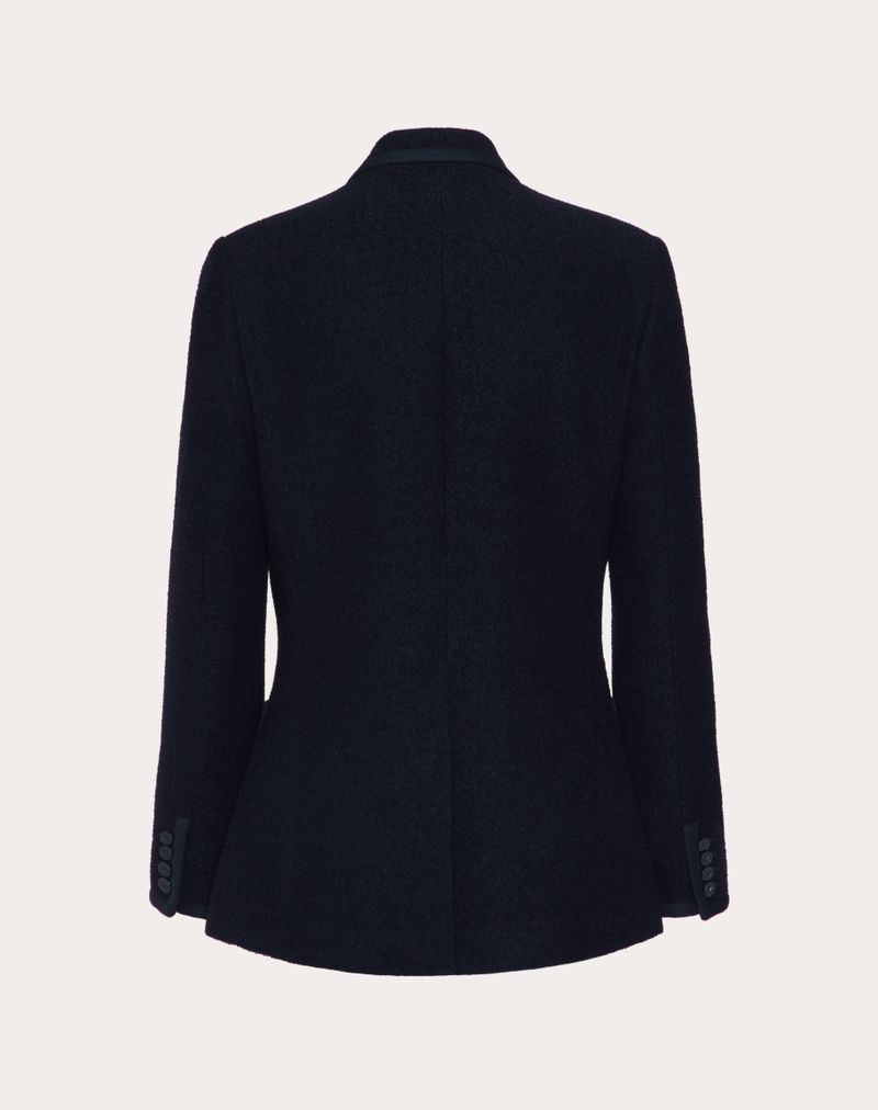 DOBBELTRADENET BOUCLE' ULDJAKKE MED VLOGO SIGNATURE BRODERI