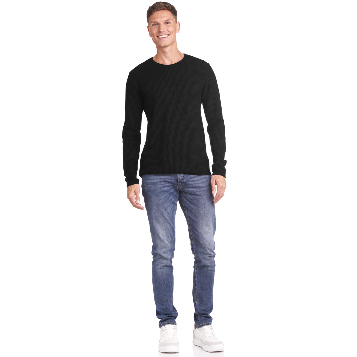 Herren Strickpullover mit Wellen-Struktur