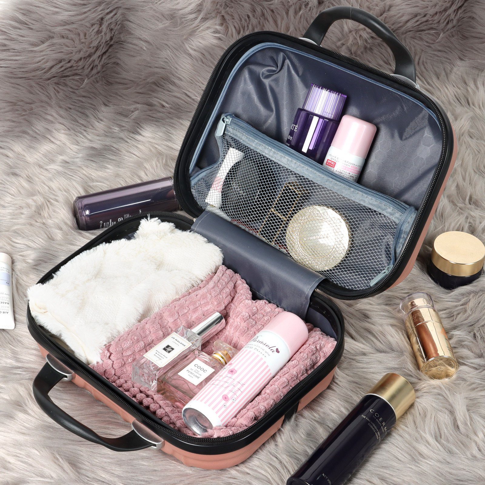 CALIYO Kosmetik-Koffer Tragbare Make-up Organizer Box Kosmetikkoffer Make-up Koffer, für Kosmetiktasche für Reise Kulturbeutel auf Trolley befestigbar