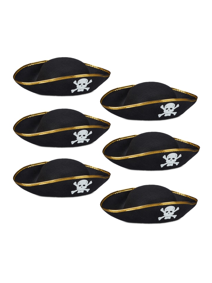 relaxdays 6x Piratenhut in Schwarz günstig kaufen onesize