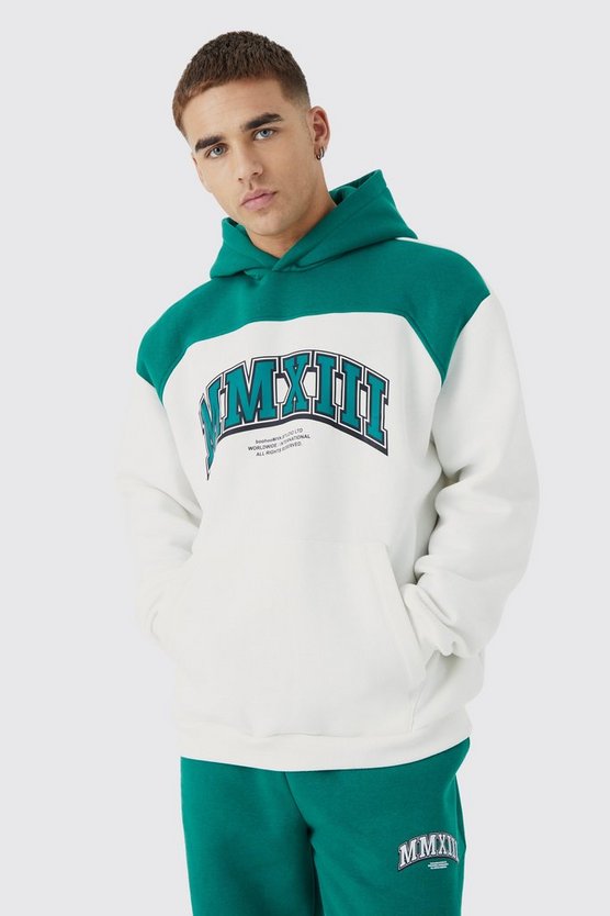 Oversize Colorblock Trainingsanzug mit Kapuze