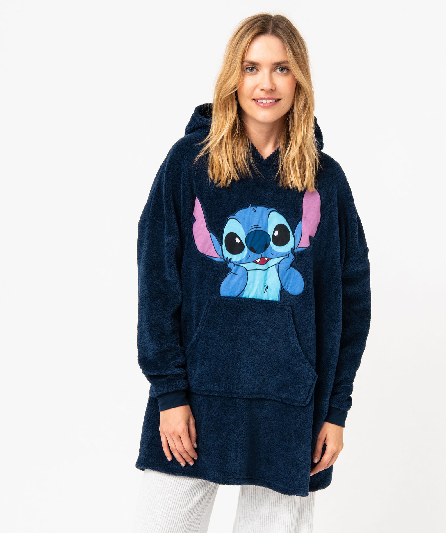Chemise de nuit XXL à capuche motif Stitch femme - DS bleu fonce | GEMO