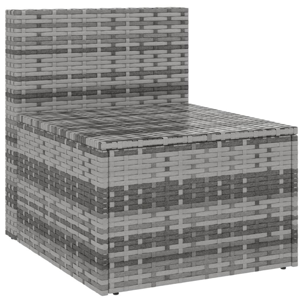vidaXL Loungesofa Garten-Mittelsofas mit Kissen 2 Stk. Grau Poly Rattan, 1 Teile