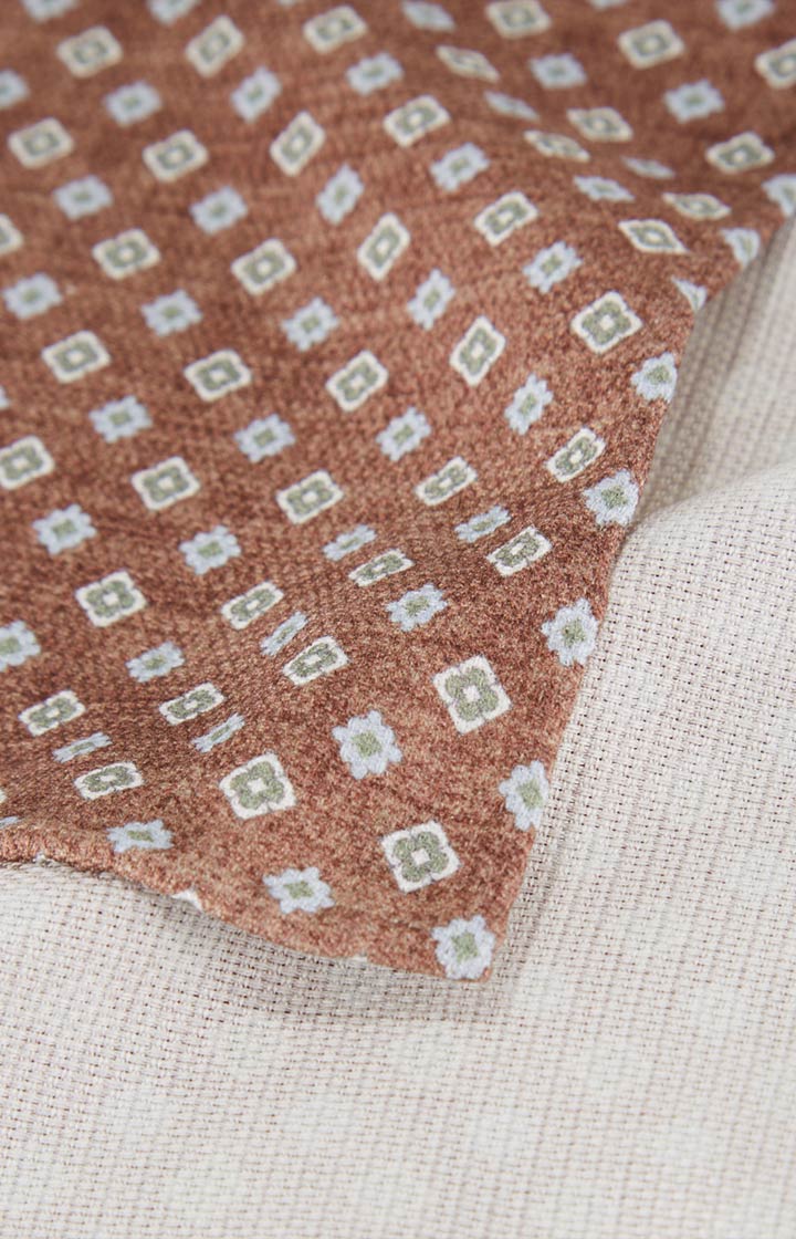Seiden-Einstecktuch in Dunkelbeige/Blau