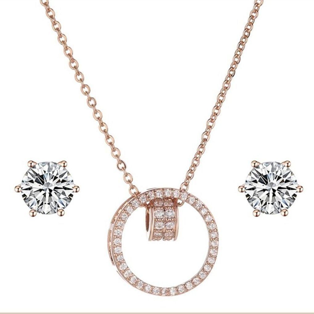 IBETTER Quarzuhr, Damen Quarzuhren, mit Schmuckarmband(Set, 4-tlg), mit Halskette, Ohrstecker & Anhänger Modeschmuck Set