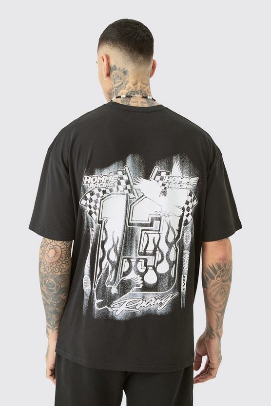 Tall Racer T-Shirt in Schwarz