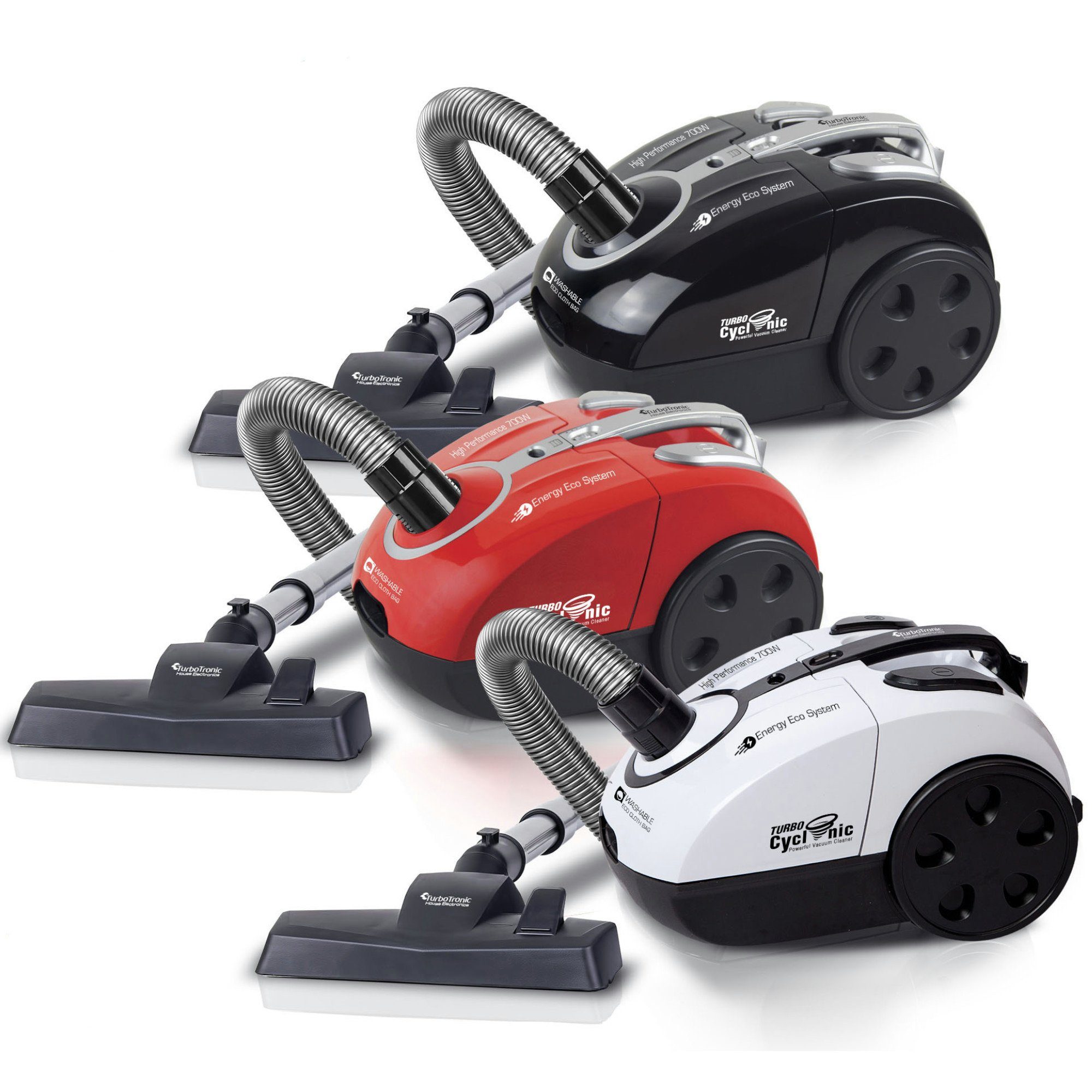 TurboTronic by Z-Line Bodenstaubsauger TurboTronic Zyklon, 700 W, waschbarer Beutel, Staubsauger 18kPa Saugkraft 700W mit 2x Beutel kleiner Bodensauger