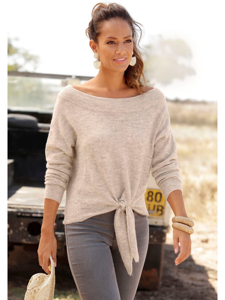 LASCANA Strickpullover in beige-meliert günstig kaufen