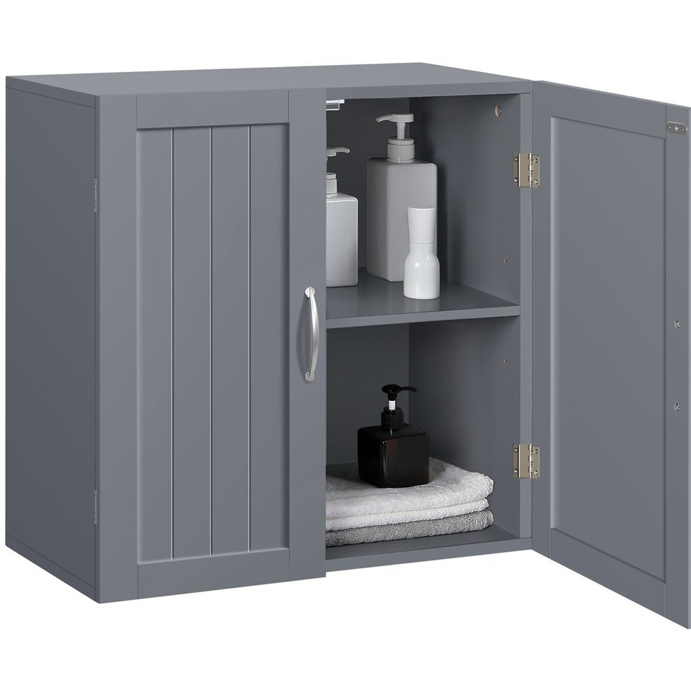 Yaheetech Badkommode Hängeschrank mit 2 Türen, Badschrank, Wandschrank, Küchenschrank, Medizinschrank, Weiß