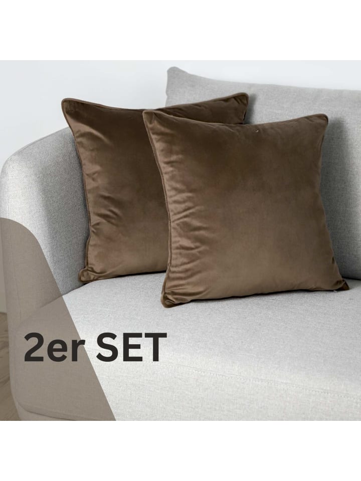 Tom Tailor TT Kissenhülle 2er Set VelvetSignature 45 x 45 cm in Braun günstig kaufen 45 x 45 cm