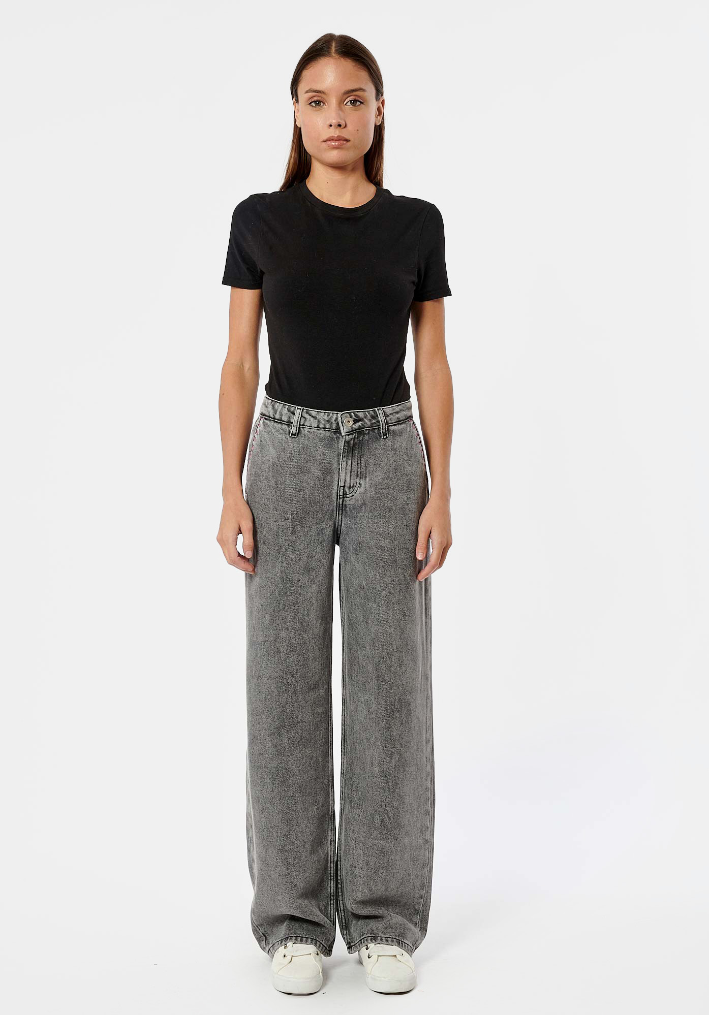 BRINA  Jean gris taille haute femme