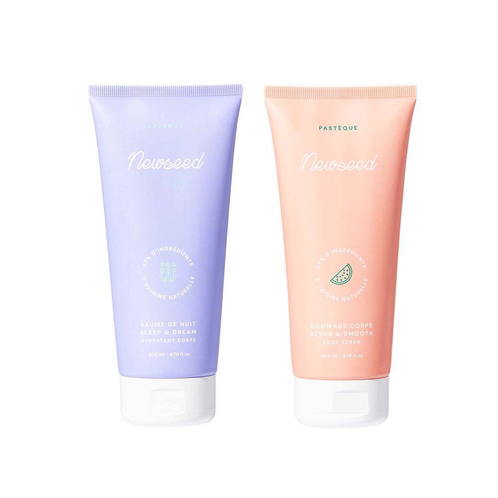 newseed Set routine corps - Gommage & Baume de nuit gommage corps & baume hydratant
