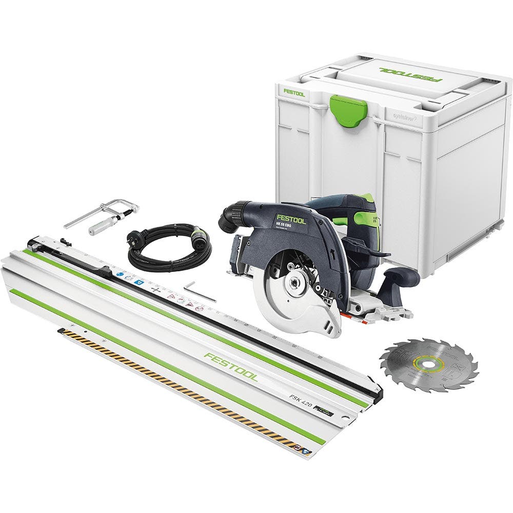 FESTOOL HK 55 160mm Circular Saw in Systainer w/ 420mm Cross Cut Rail 576132