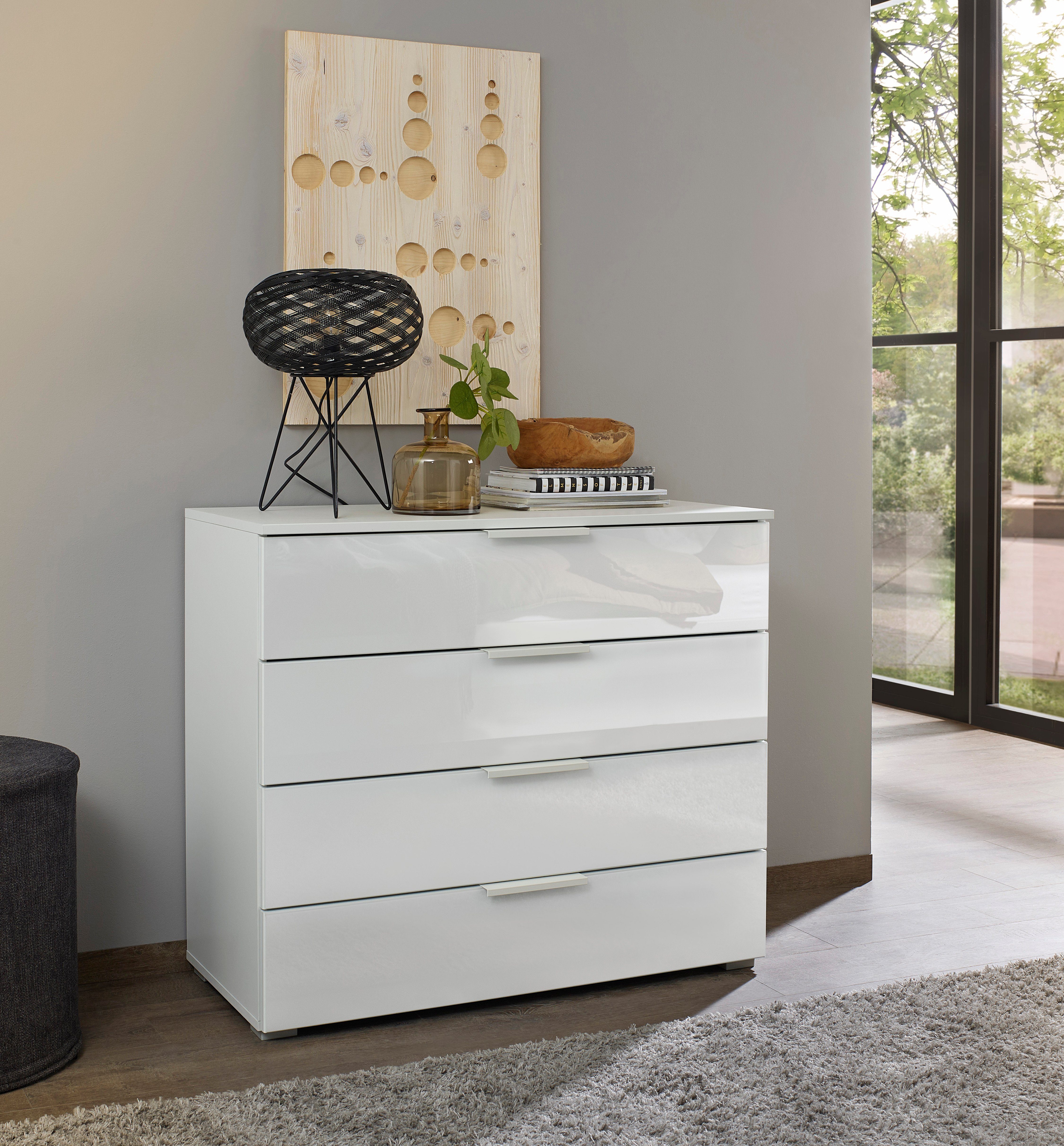rauch Kommode Koluna, mit Glasfront, 4 Schubkästen, inkl. 6er-Set Filzboxen
