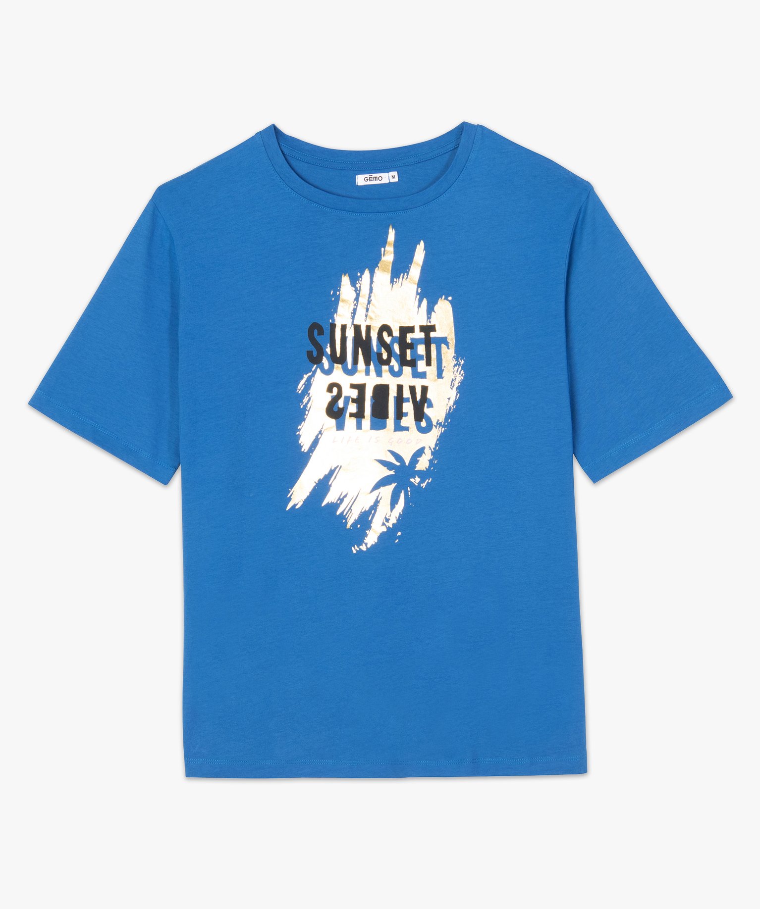 Tee-shirt femme ample à motif brillant bleu | GEMO
