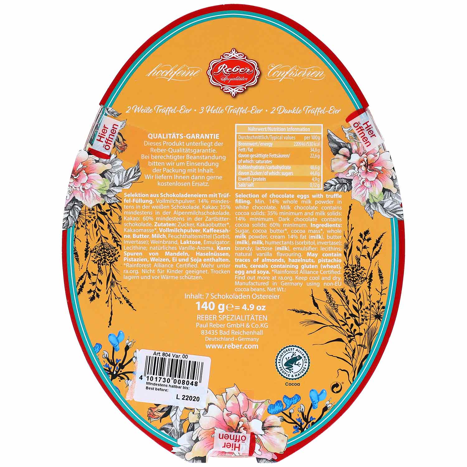Reber Trüffel-Eier 140g