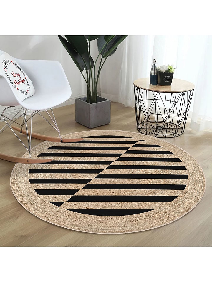 Conceptum Hypnose Baumwoll-Teppich ''Woopamuk530'' in Beige/ Schwarz günstig kaufen