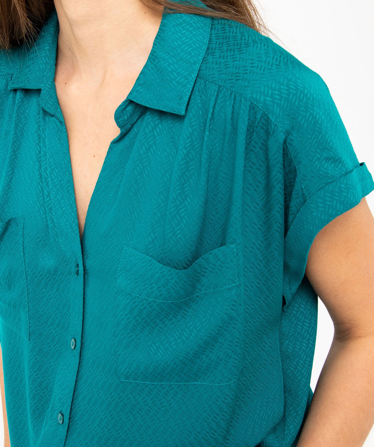 Chemise à manches courtes à reflets irisés femme bleu | GEMO