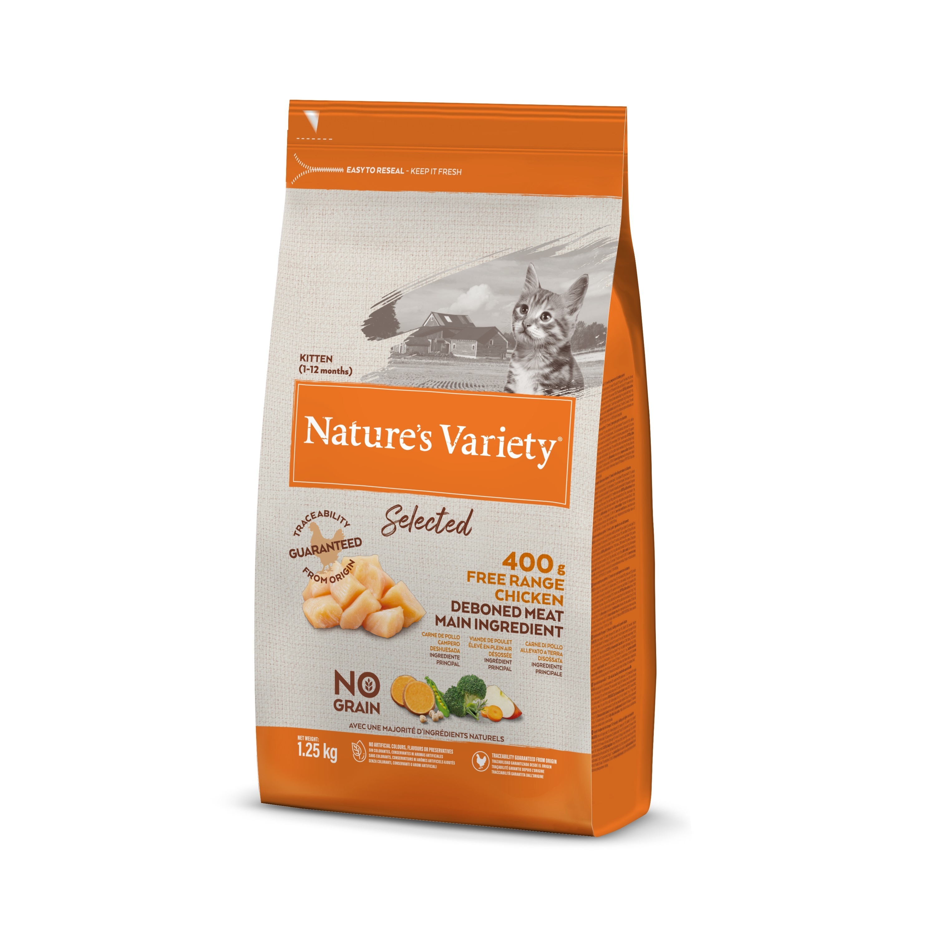 Nature's Variety Trockenfutter Nature's Variety Selected Kroketten für Katzen mit entbeintem Huhn 1,25kg