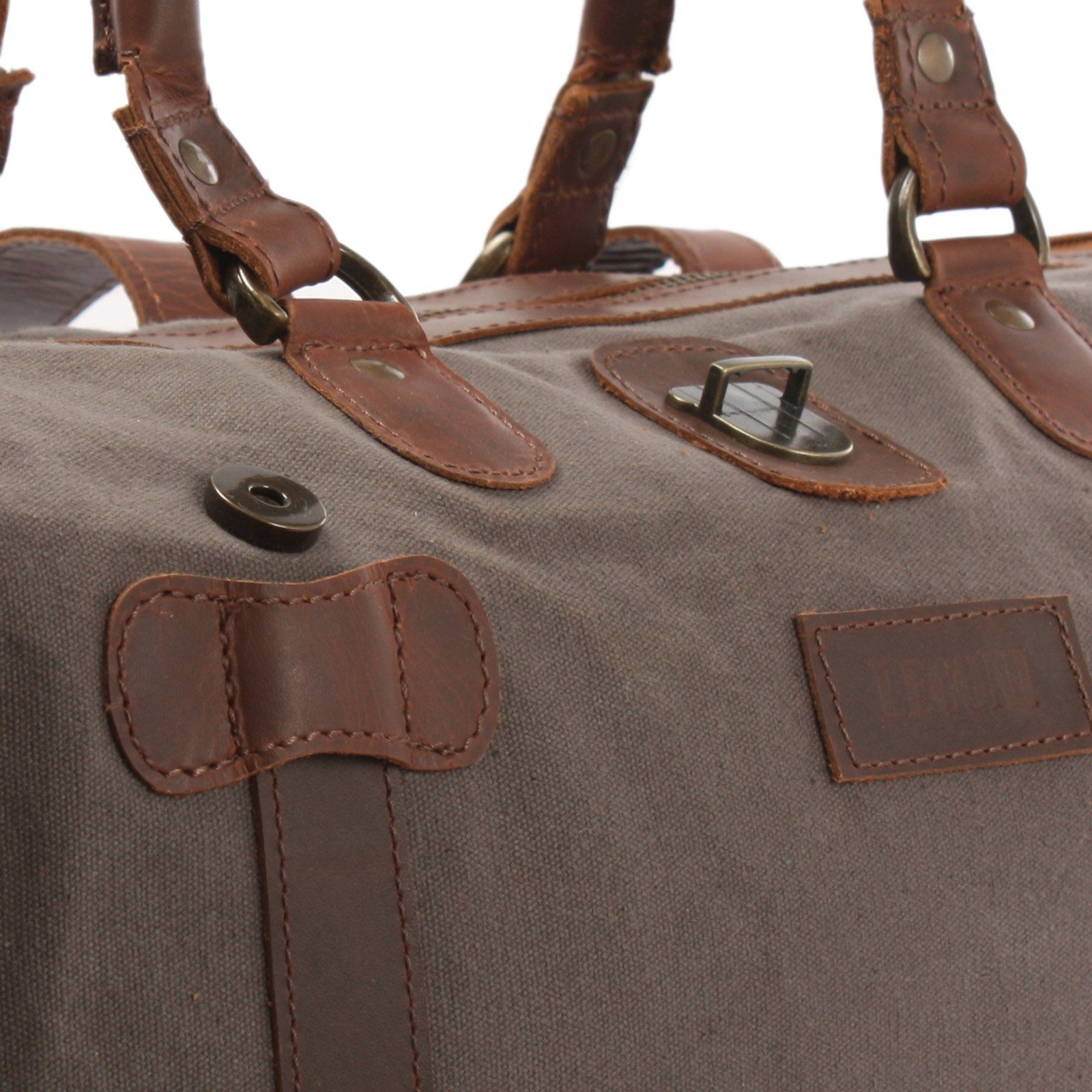 LECONI Weekender Handgepäck Damen Herren Leder Canvas LE2008