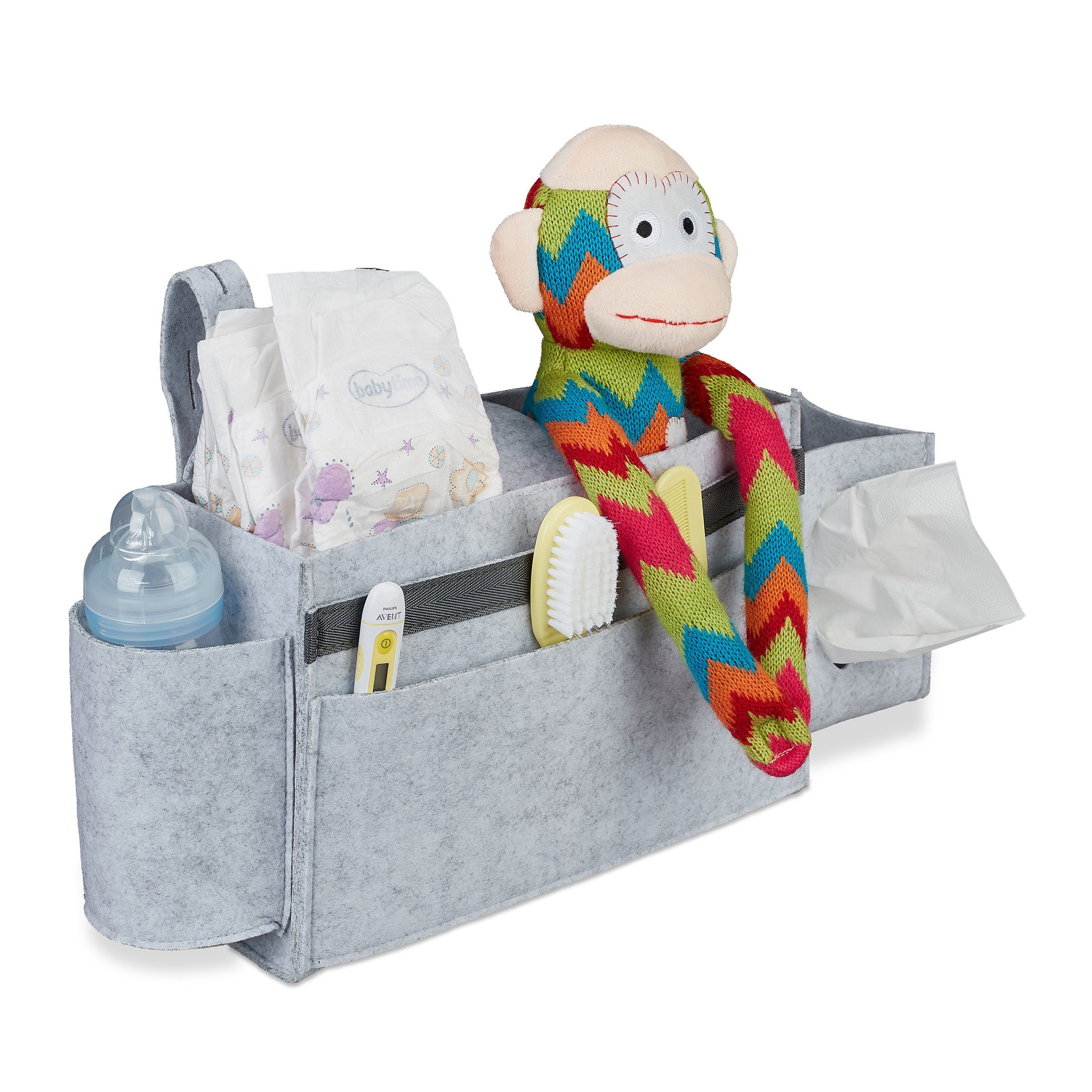 relaxdays Betttasche Betttasche für Hochbett aus Filz, hellgrau