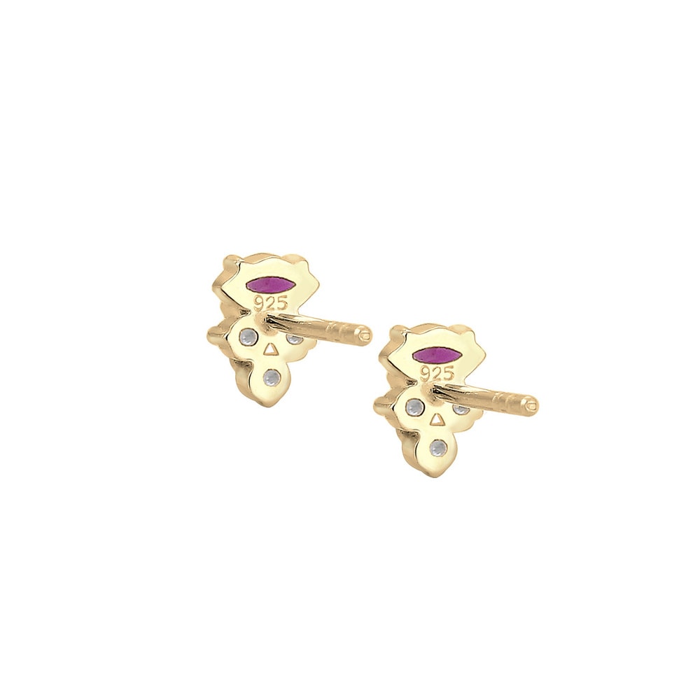 Elli Elli Boucles d'Oreilles Ohrstecker Zirkonia Synthetischer Rubin 925 Silber Boucles d'oreilles