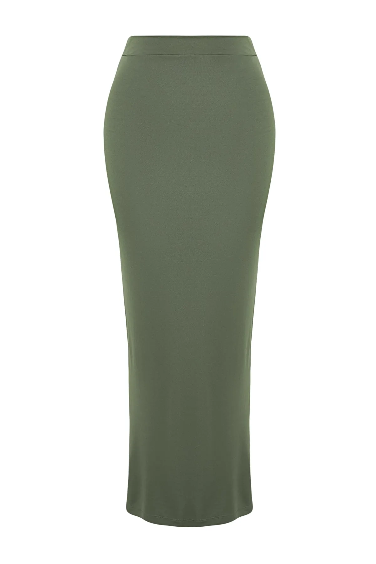 Trendyol Collection  Khakifarbener Maxi-Stretch-Strickrock mit hoher Taille TWOSS23ET00372