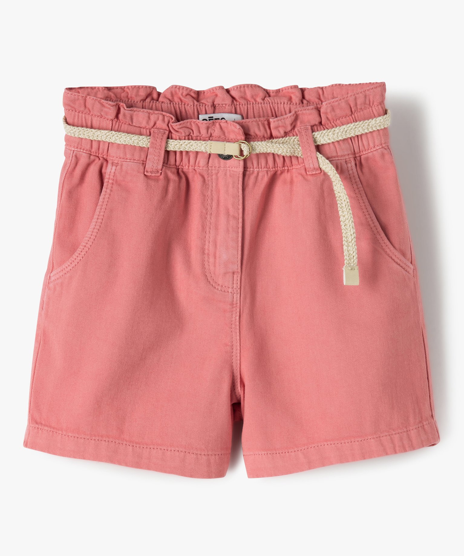 Short fille large à taille froncée et ceinture pailletée | GEMO