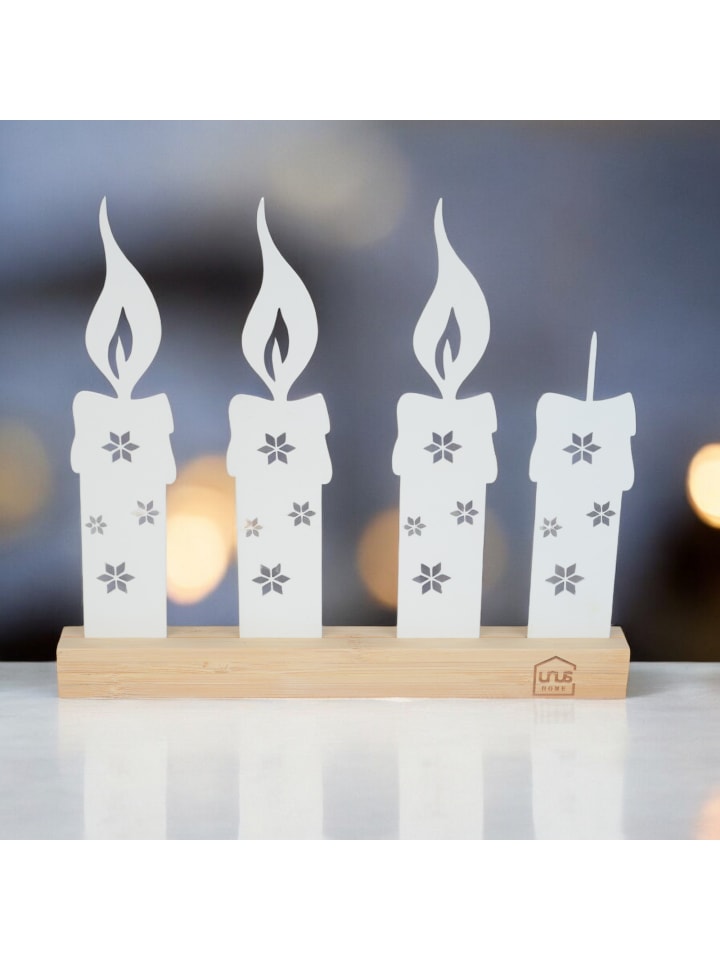 UNUS Adventskerzen-Aufsteller im Rostdesign in Weiß günstig kaufen onesize