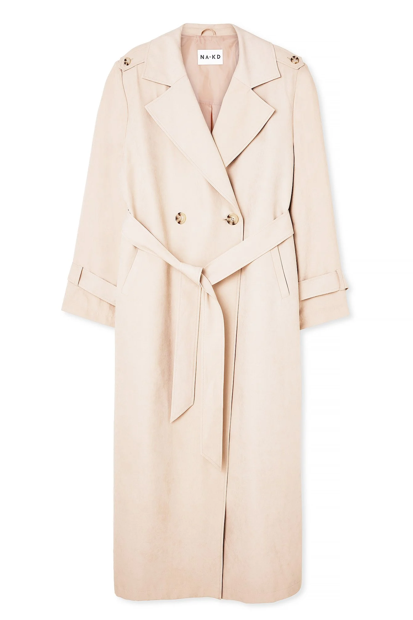 Langer Trenchcoat mit Schulterpolstern
