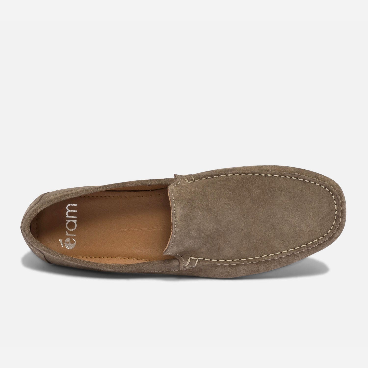 Mocassin taupe en cuir velours