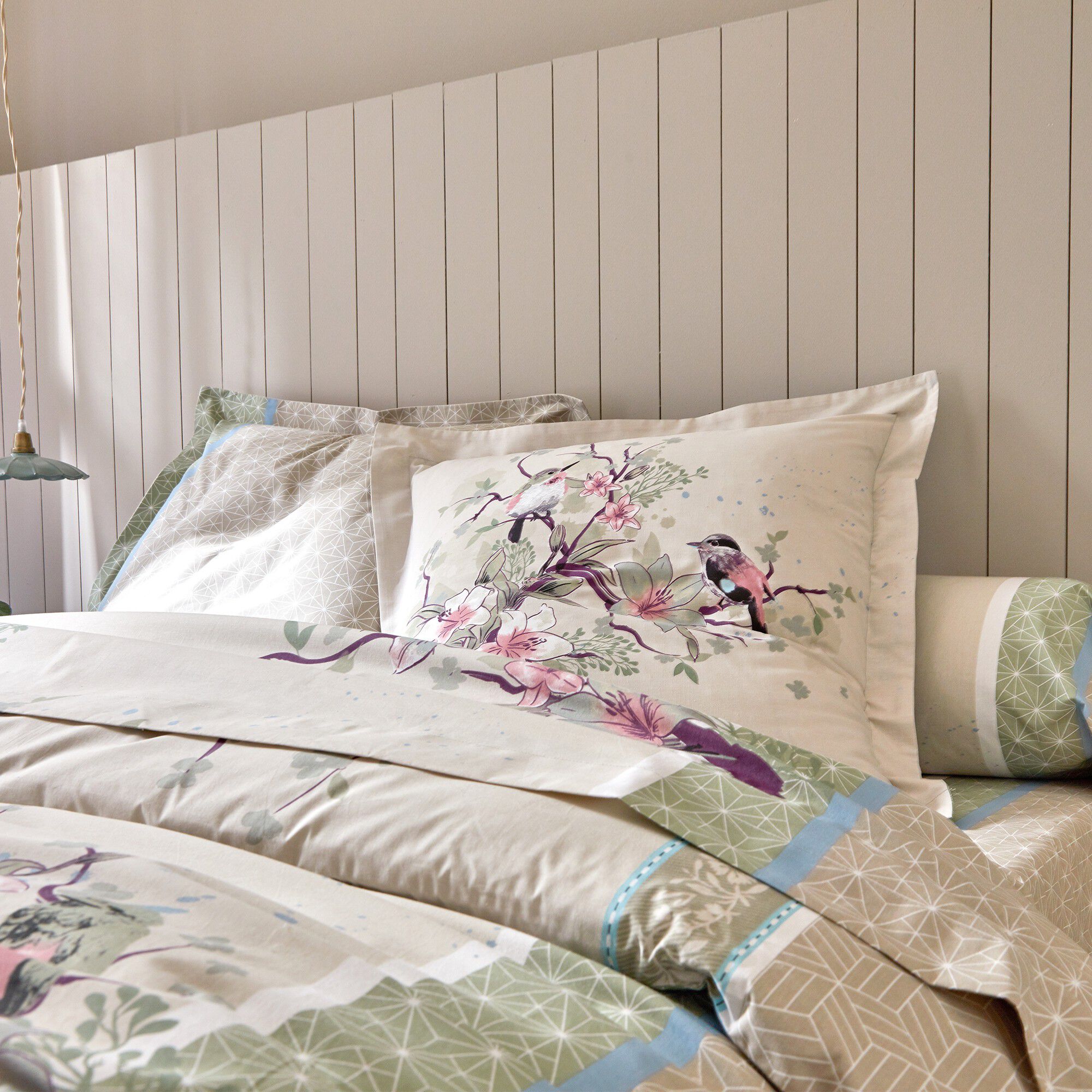 Linge de lit Birdy en coton imprimé oiseaux
