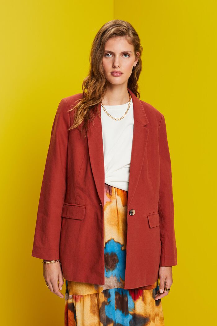 Einreihiger Blazer aus Leinenmix