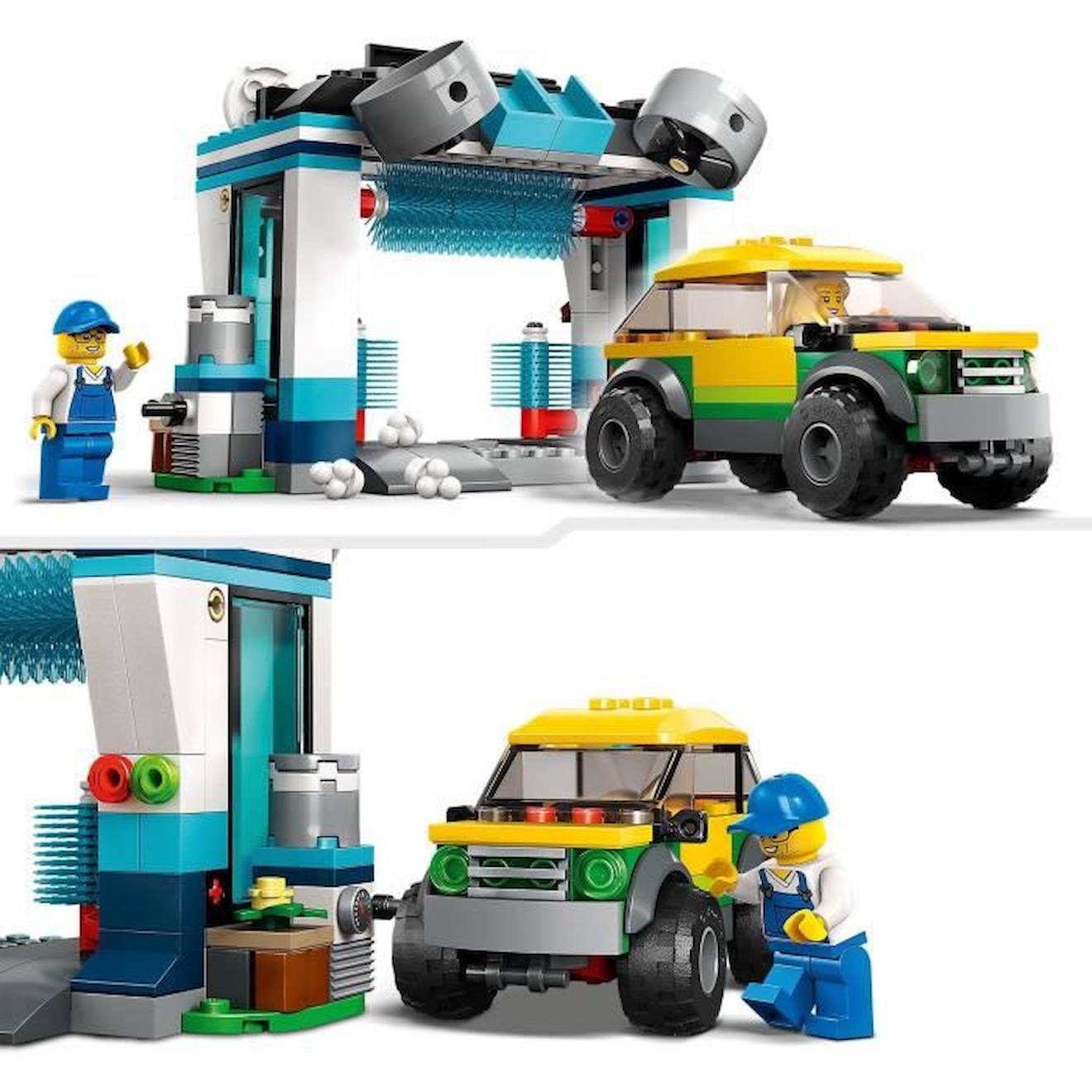 LEGO® City 60362 La Station de Lavage, Jouet pour Enfants Dès 6 Ans, avec Voiture et Minifigurines bleu