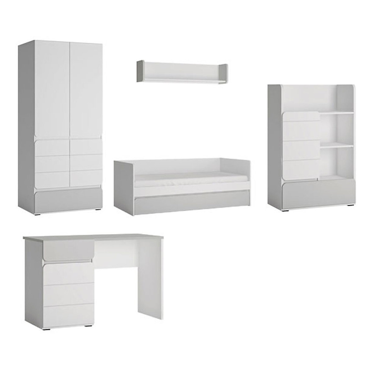 Jugendzimmer-Set Albi komplett 5-teilig grifflos