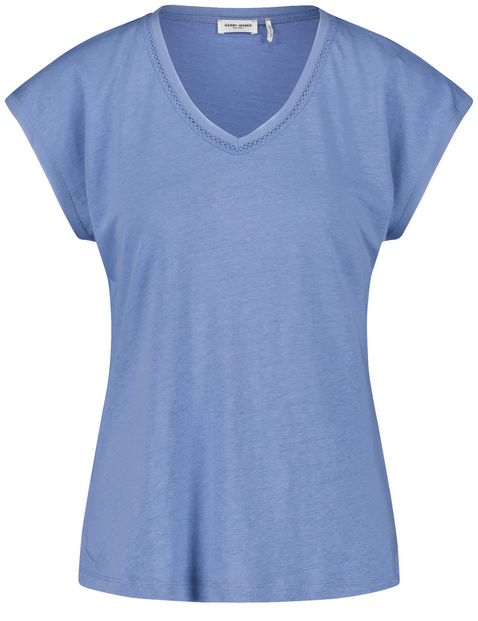 Kurzarmshirt mit Chiffonblende