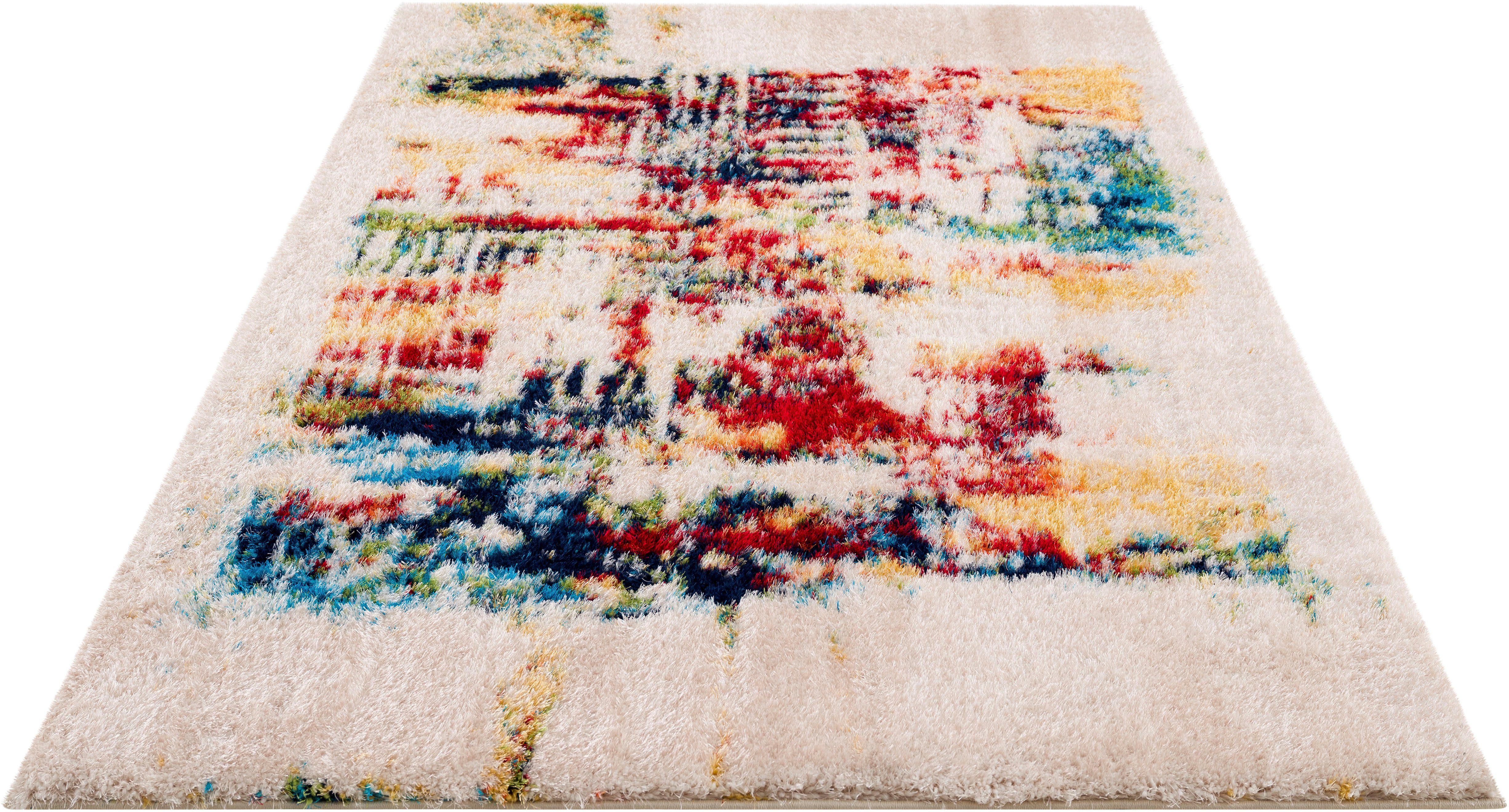 Hochflor-Teppich Hennes, Leonique, rechteckig, Höhe: 43 mm, besonders weicher Flor, bunt, modernes und abstraktes Design