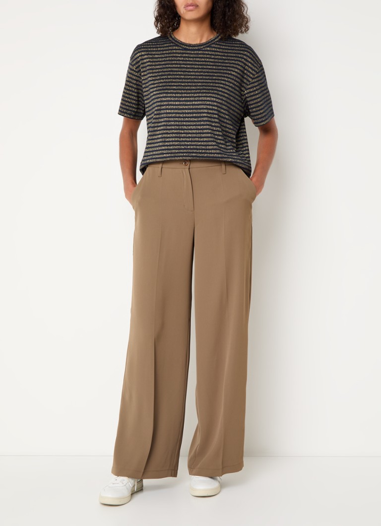 Summum high-waist wide-fit trousers with crease and side pockets
