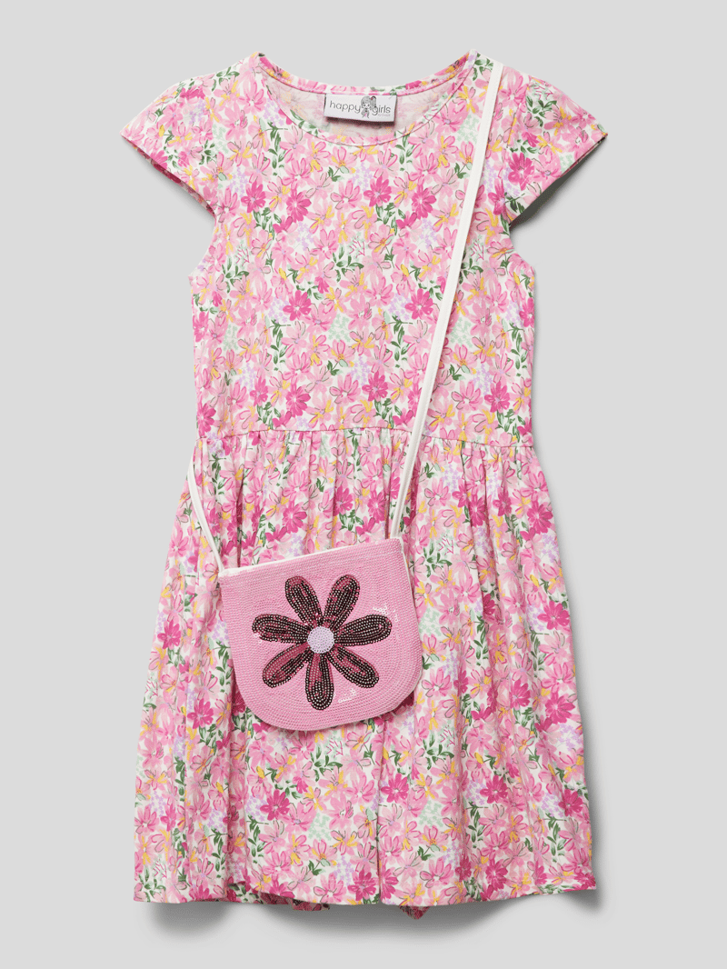 Minikleid mit floralem Muster in hellrosa