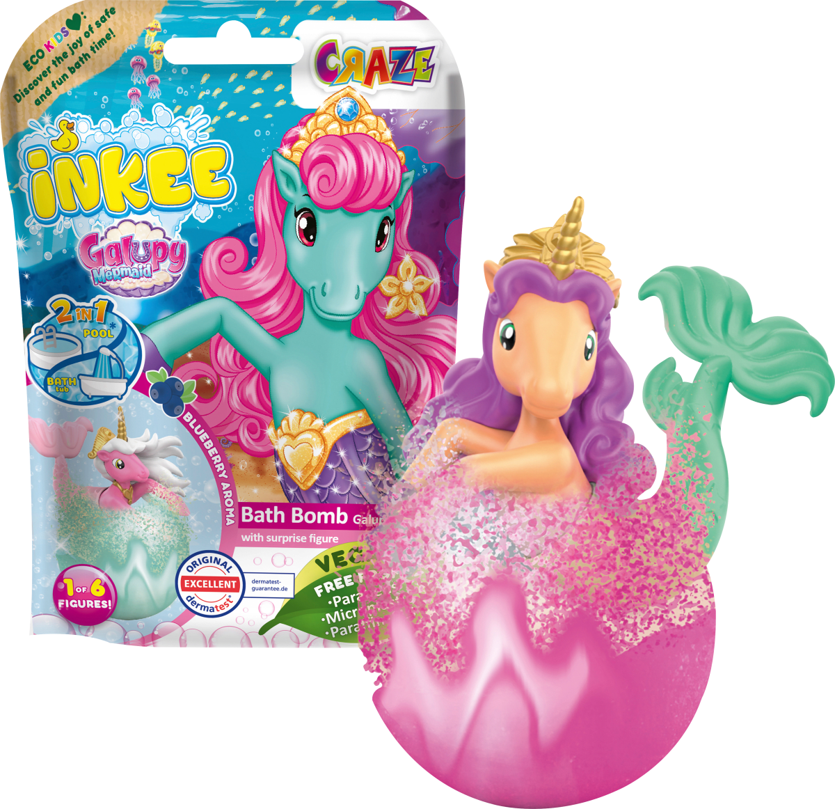 Kinder Badezusatz Badebombe Galupy Mermaid, 1 St