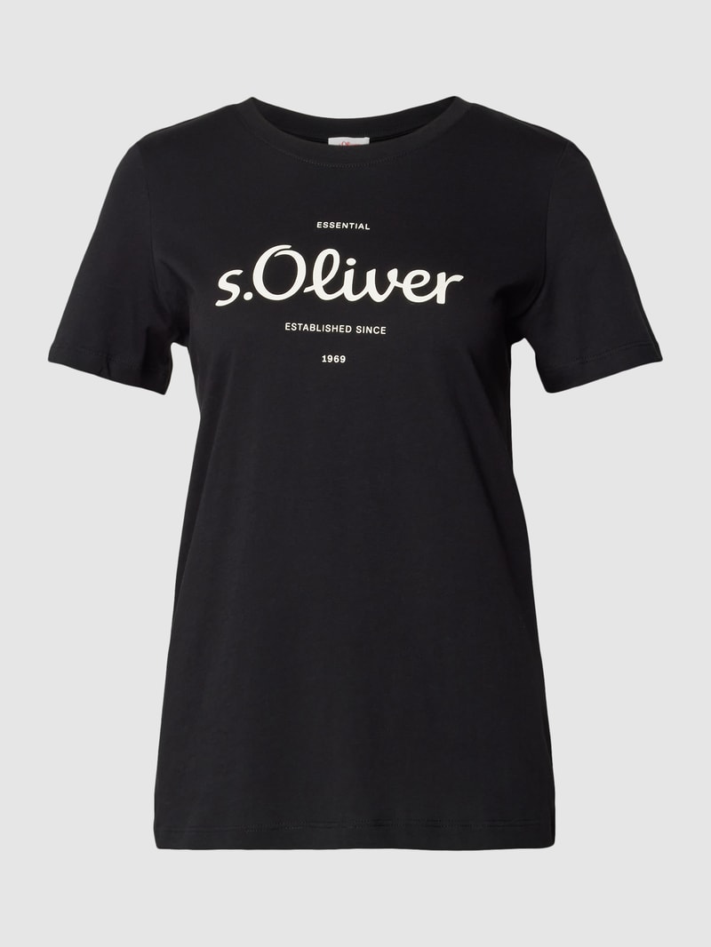 T-Shirt mit Label-Print in schwarz