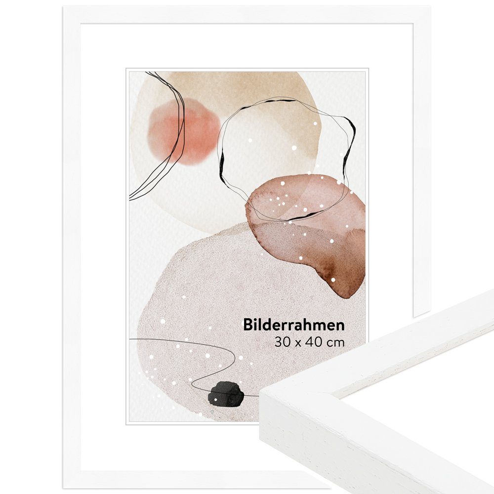 WANDStyle Bilderrahmen H950, Weiß gemasert, aus Massivholz im Stil Modern