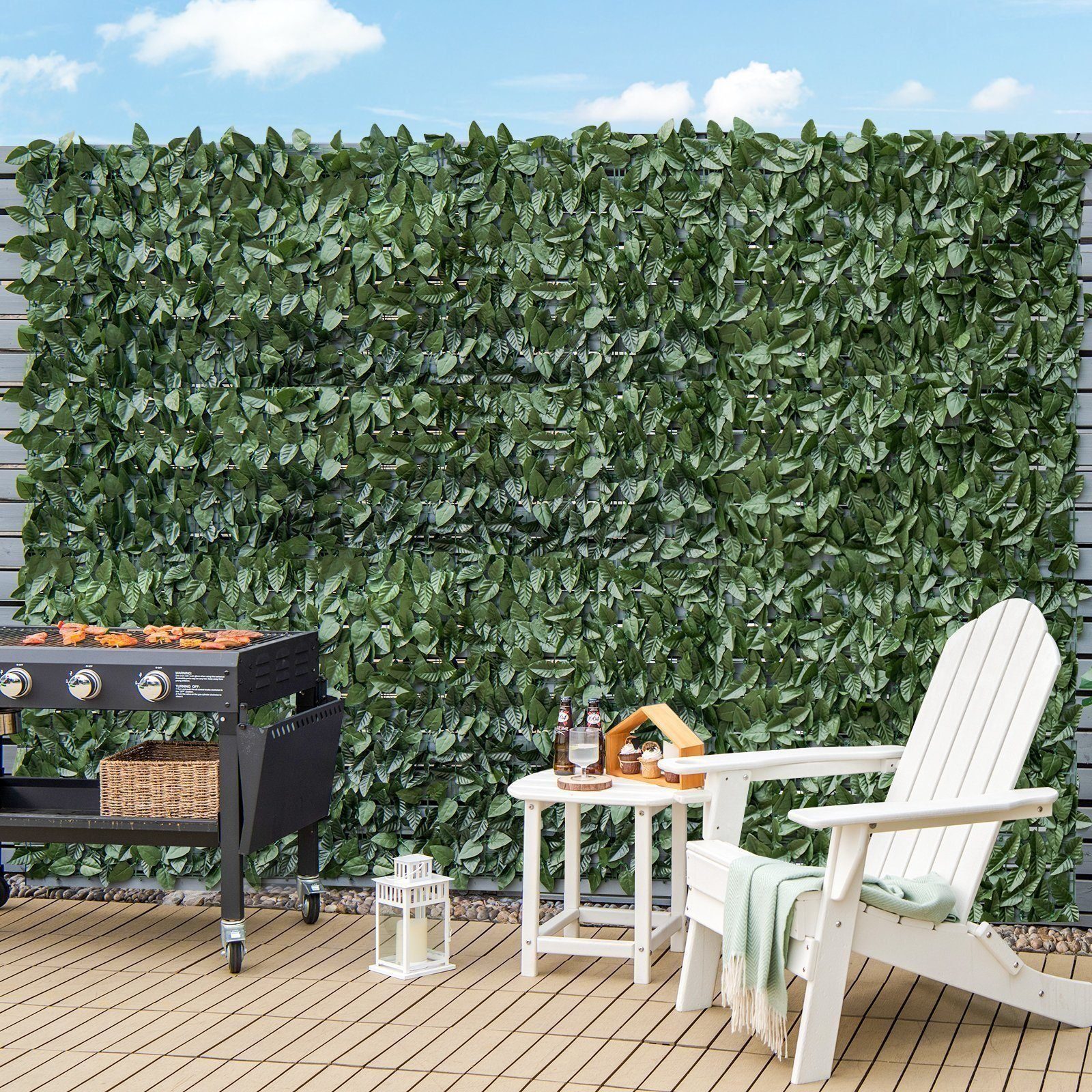 BlingBin Balkonsichtschutz Sichtschutzhecke Windschutz Efeu Sichtschutz Blätterzaun 1x3M LxH: 300x100 cm, für Balkon und Terrasse