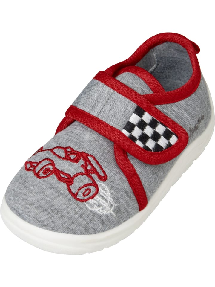 Playshoes Hausschuh Rennwagen in Grau günstig kaufen