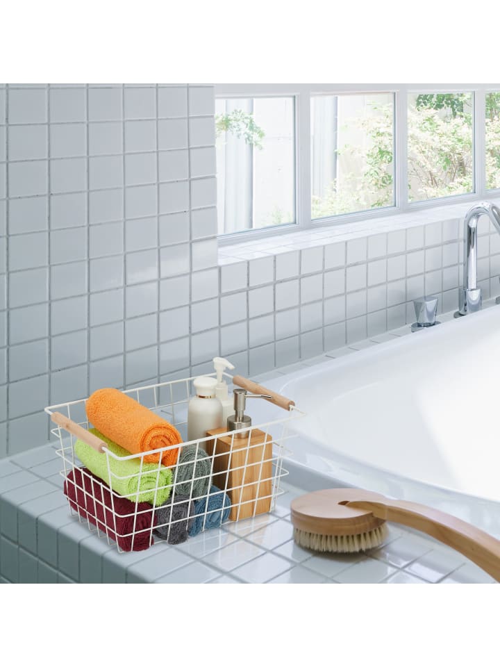 relaxdays 2 x Drahtkorb in Weiß - (B)31x (H)16 x (T)21 cm günstig kaufen onesize
